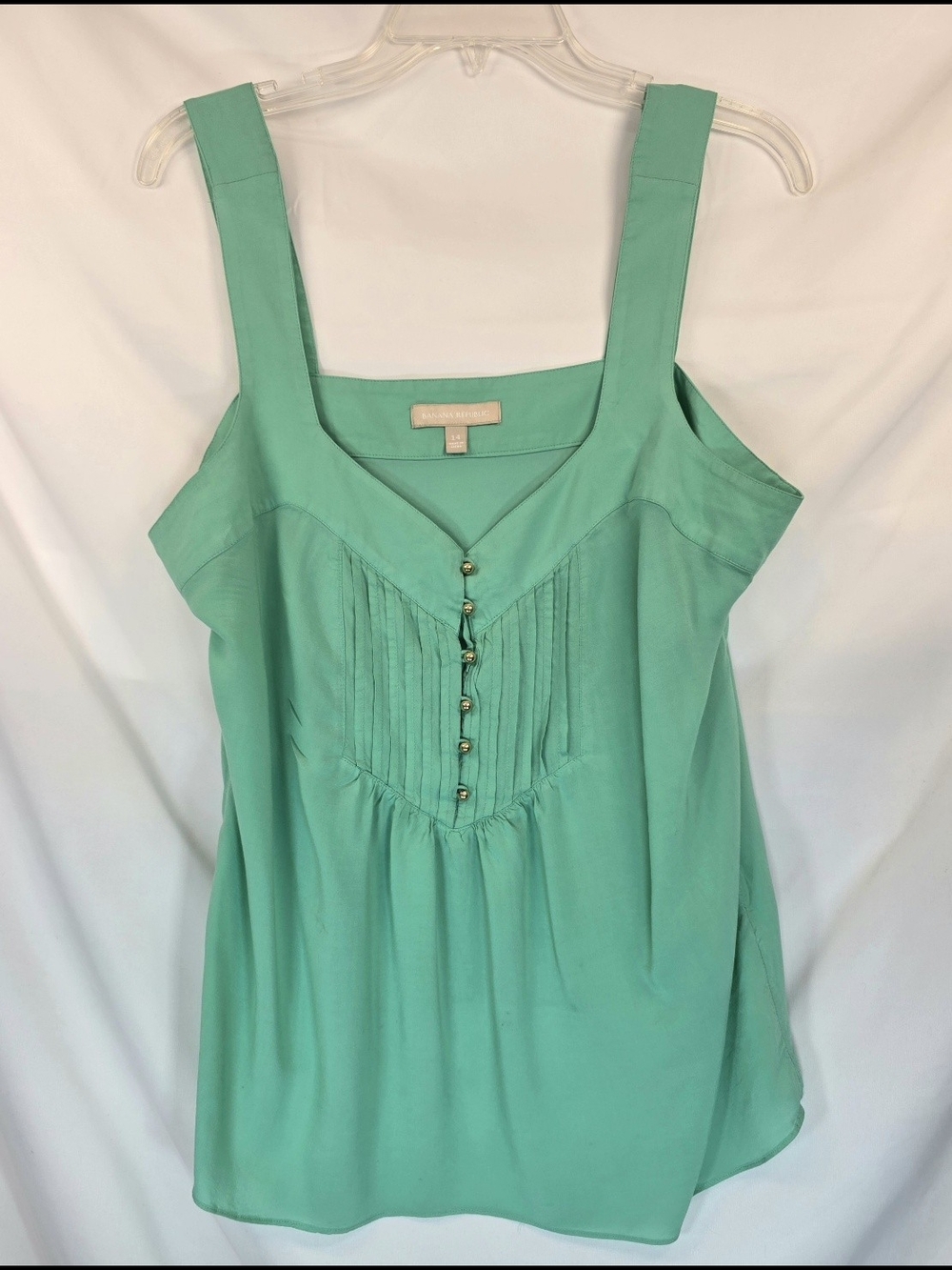 Banana Republic Green Boho Peplum Cottagecore Fairycore Summer Tank Size 14